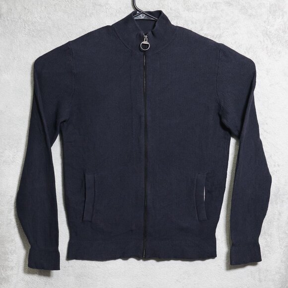 Barbour Sweater Mens Medium Black Abhainin Zip Thru Ring Pull Knit Long Sleeve - Picture 1 of 11